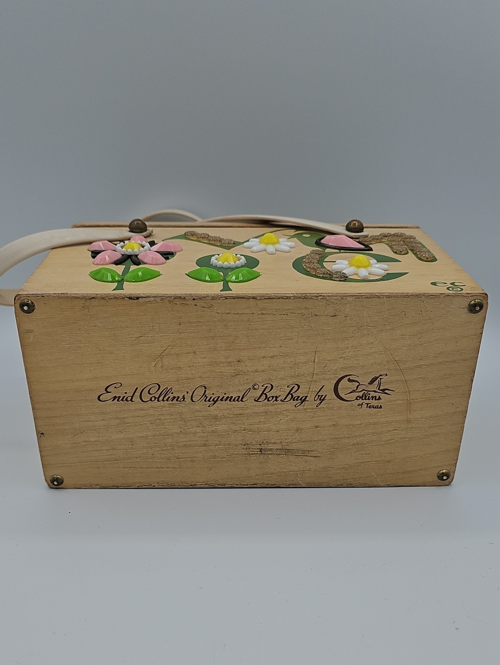 Enid Collins of Texas Wood Love Box Bag Purse 1960s MCM - Picture 3 of 12